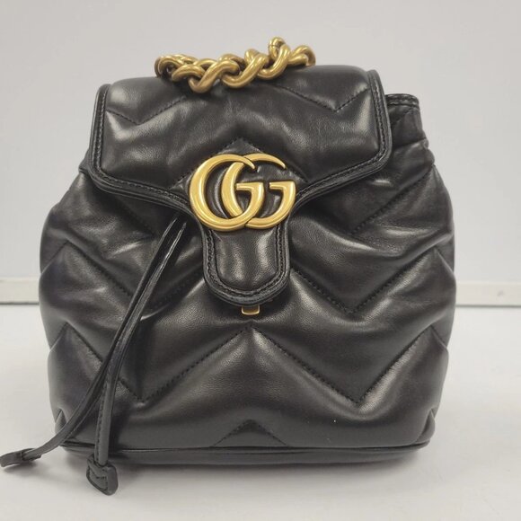 (75520-1) Gucci Marmont Black Backpack - Picture 2 of 15